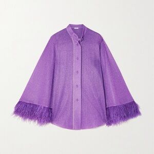 OSÉREE LUMIÈRE PLUMAGE LONG SHIRT feather-trimmed S/M
